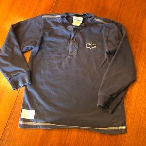 Lacoste navy blue cotton Henley with large logo